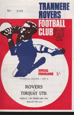 Tranmere Rovers v Torquay United Match Programme 1971-02-12